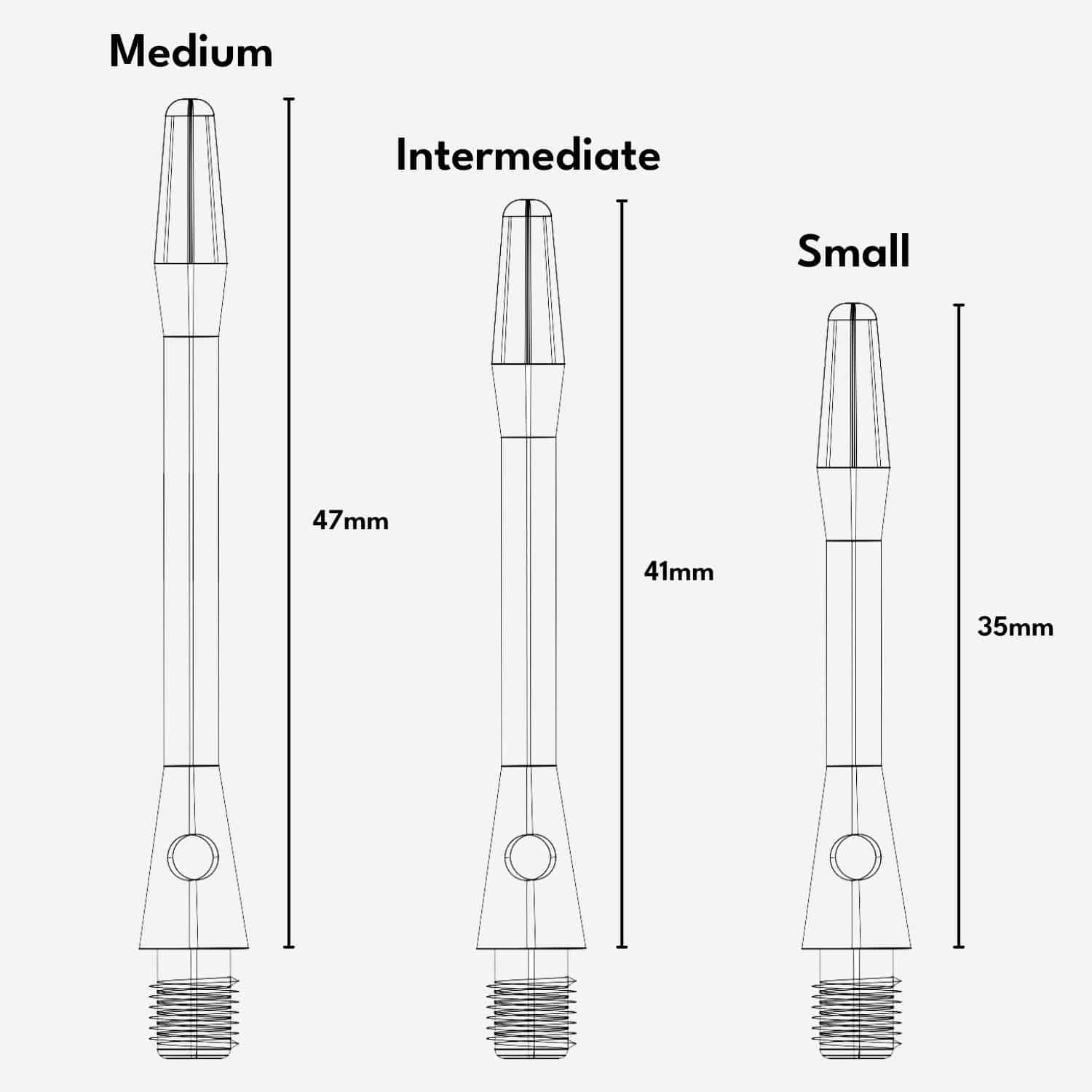 Aluminum dart shafts in one colour