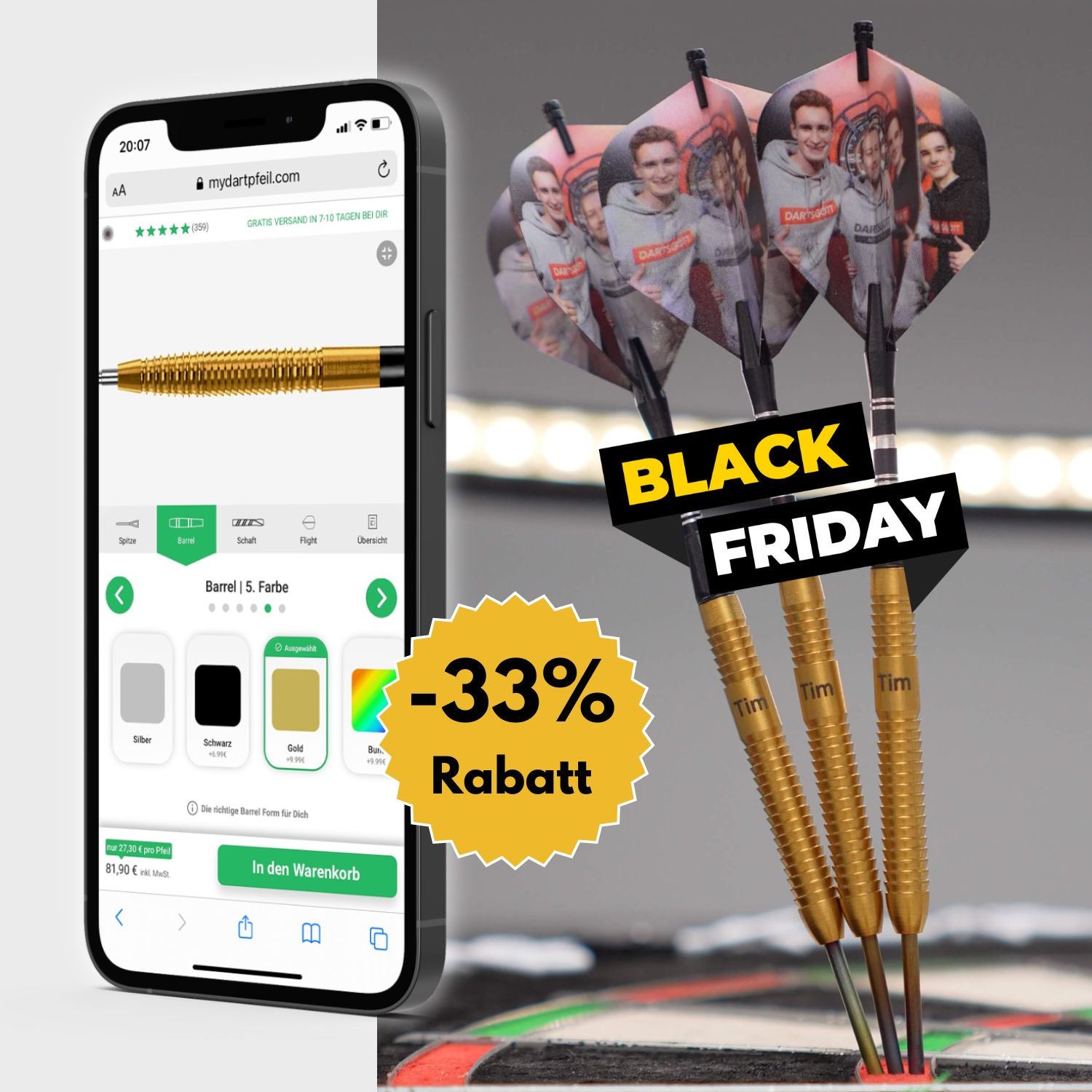 Personalisierte Dartpfeile zum selbst gestalten (3 Stk.)