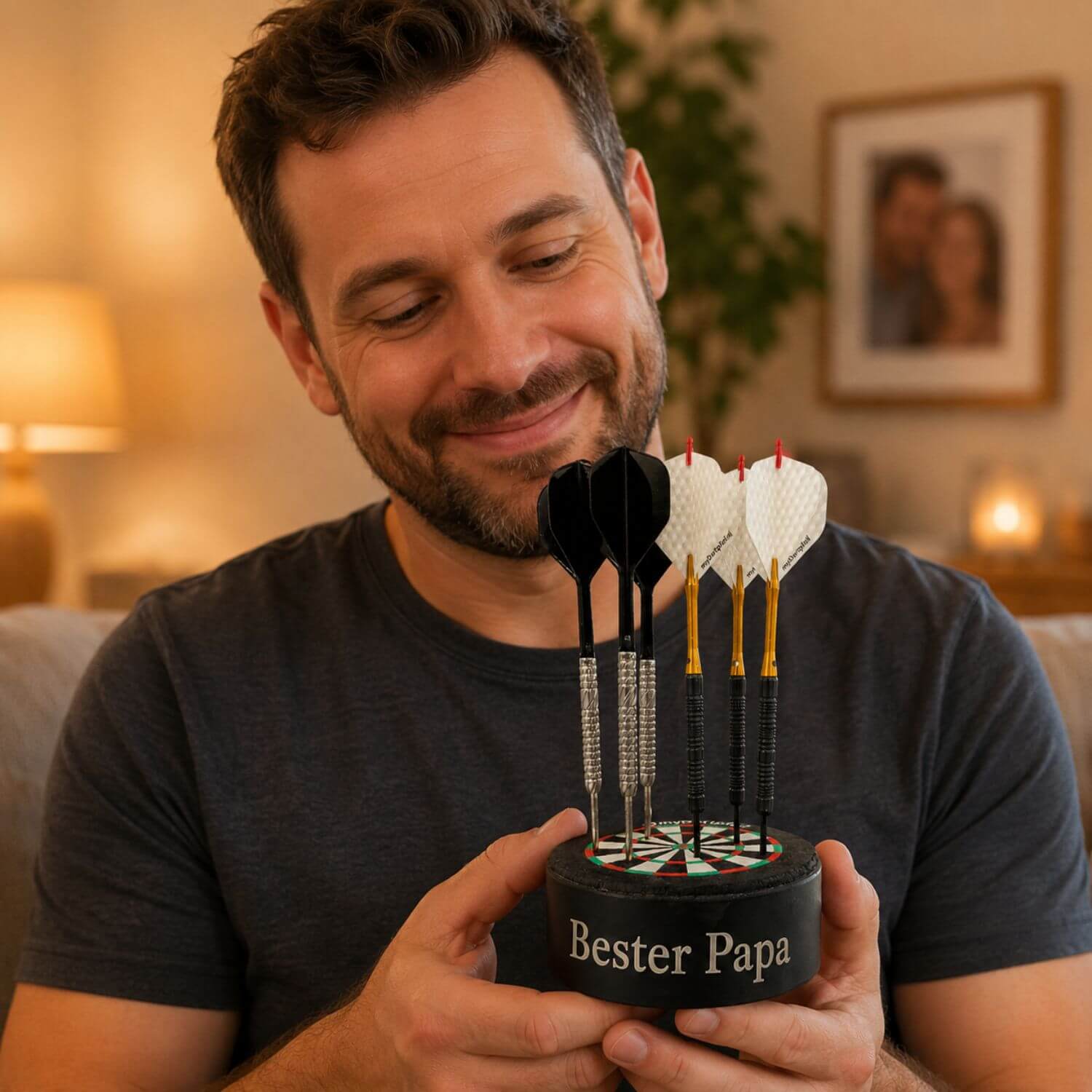 Dartpfeil Halter mit Lasergravur als Dart Geschenk für Papa