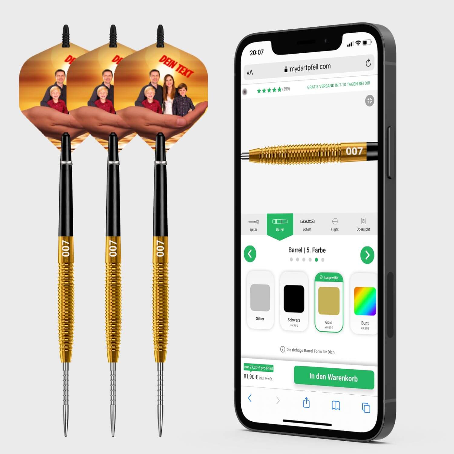 Personalisierte Dartpfeile zum selbst gestalten (3 Stk.)
