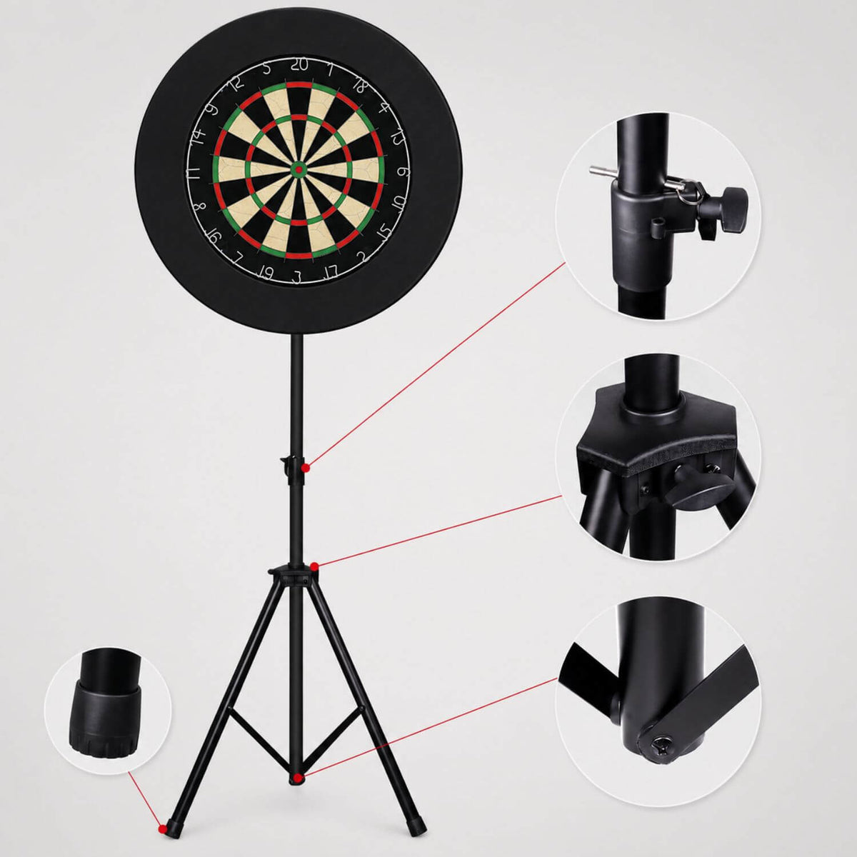 Ständer für Dartscheibe höhenverstellbar mit stabilem Stand und rutschfesten Füßen